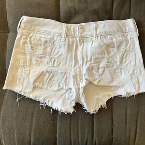 Women’s Express white distressed shorts